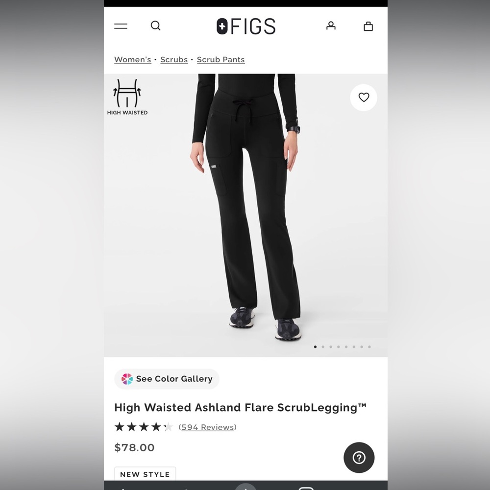 Figs Black Women's Scrub Flare Legging